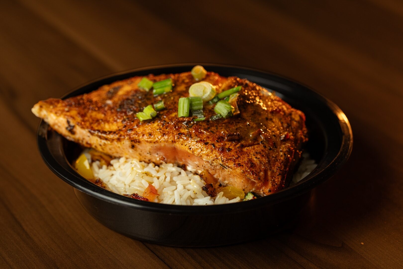 Blackened salmon bowl